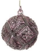 Стеклянный цветочный шар, античный, фиолетовый с серебряным блеском, 8 см