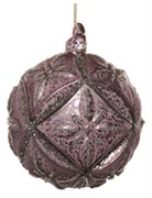 Стеклянный цветочный шар, античный, фиолетовый с серебряным блеском, 10 см