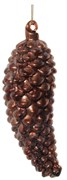 Стеклянная шишка засахаренная коричневая, 14 см