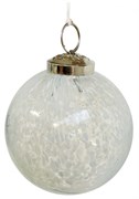 Стеклянный шар прозрачный с белыми точками, 8 см