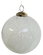 Стеклянный шар прозрачный с белыми точками, 12 см