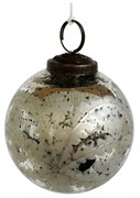 Стеклянный шар античный серебряный, 8 см