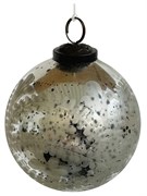 Стеклянный шар античный серебряный, 10 см