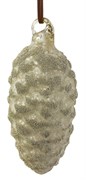 Стеклянная шишка из белого серебра с бисером, 10 см
