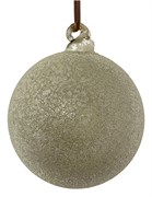 Стеклянный шар античный белый засахаренный, 8 см