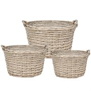 Корзина плетеная (ива), 38x29xH23 см - 50x41xH29 см, набор (3 шт), (Натуральный)