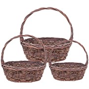 Корзина плетеная (ива), 22x15xH8,5/25 см - 33x26xH13/35 см, набор (3 шт), (Натуральный)