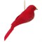 Птица подвесная красная 13 см, пластик, блестки и натуральные перья - фото 80658