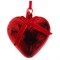 Сердце стеклянное 10 см блестящее красное с красным бархатным бантом - фото 80717