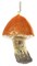 Стеклянный гриб с флокированной шляпкой золотой, 7 см - фото 84732