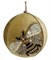 Бархатный шар горчичного цвета с вышитой бисером пчелой, 9 см - фото 84790
