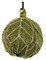 Стеклянный шар зеленый с серебряными листьями из бисера, 10см - фото 84818